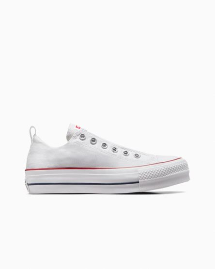 Dámské Boty Na Platformy Converse Chuck Taylor All Star Lift Slip Nízké Bílé Červené Blankyt | CZ FTYQ36